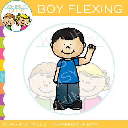 Boy Flexing Clip Art