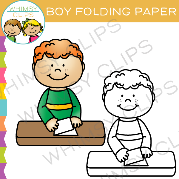 Boy Folding Paper Clip Art