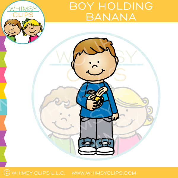 Boy Holding Banana Clip Art