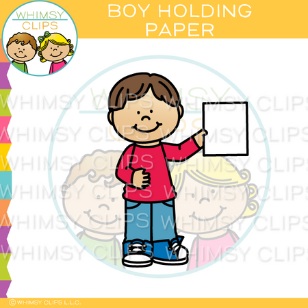 Boy Holding Paper Clip Art