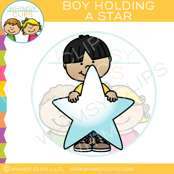 Boy Holding Star Clip Art