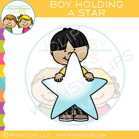 Boy Holding Star Clip Art