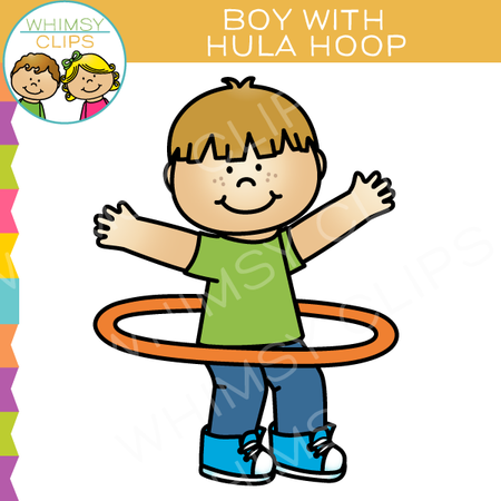 Boy with a Hula Hoop Clip Art