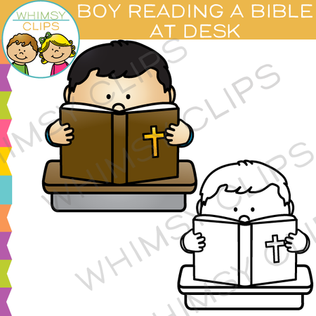Boy Reading Bible Clip Art