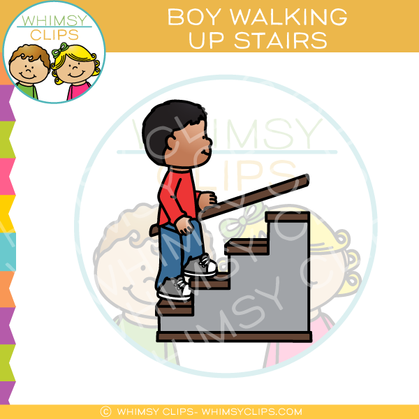 Boy Walking Up Stairs