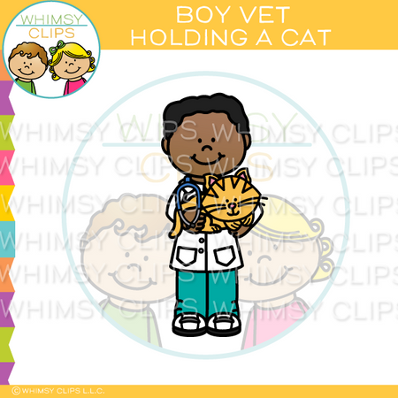 Boy Vet Holding A Cat Clip Art