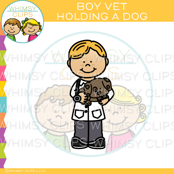 Boy Vet Holding A Dog Clip Art