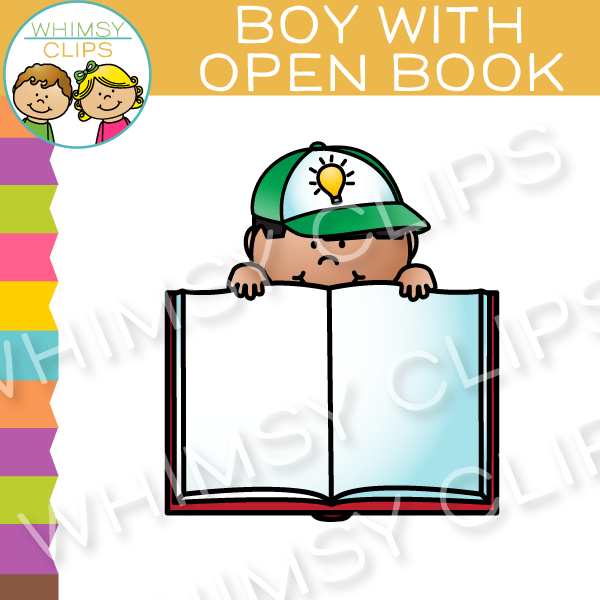 Free Boy with an Open Book Clip Art