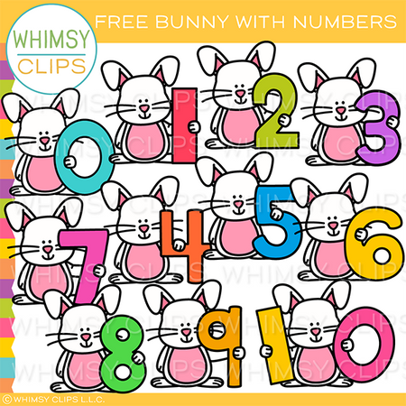 Bunny Holding Numbers Clip Art