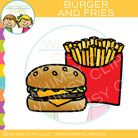 Cheeseburger and Fries Clip Art