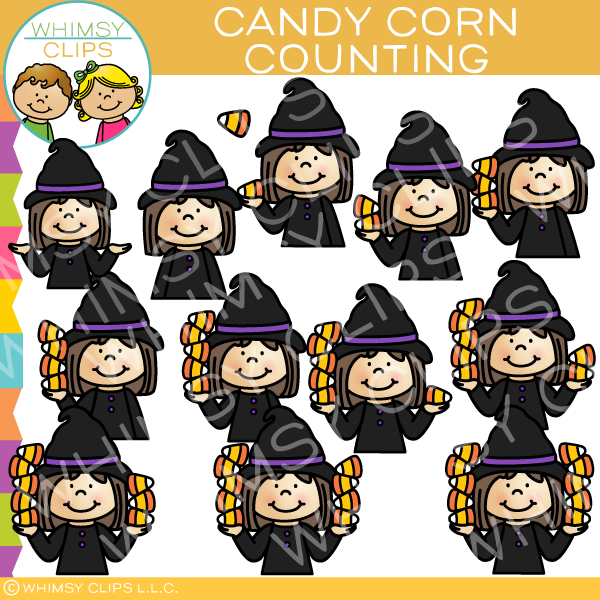 Witch Candy Corn Counting Clip Art