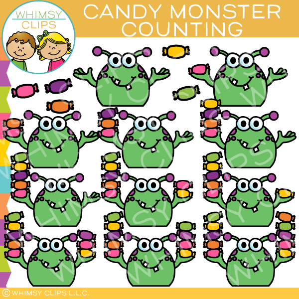 Candy Monster Counting Clip Art