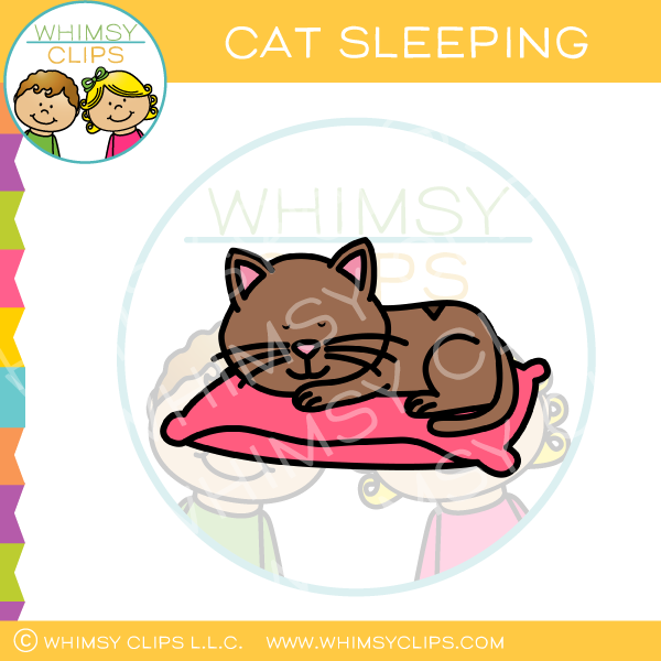 Cat Sleeping On A Pillow Clip Art