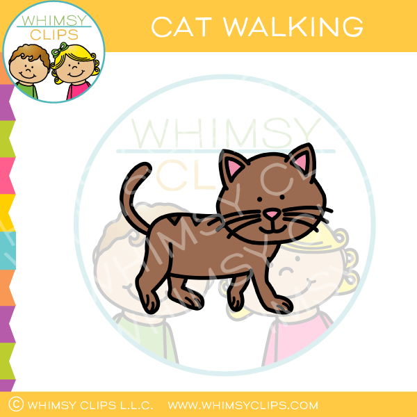 Cute Cat Walking Clip Art