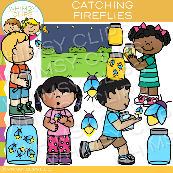 Catching Fireflies Clip Art