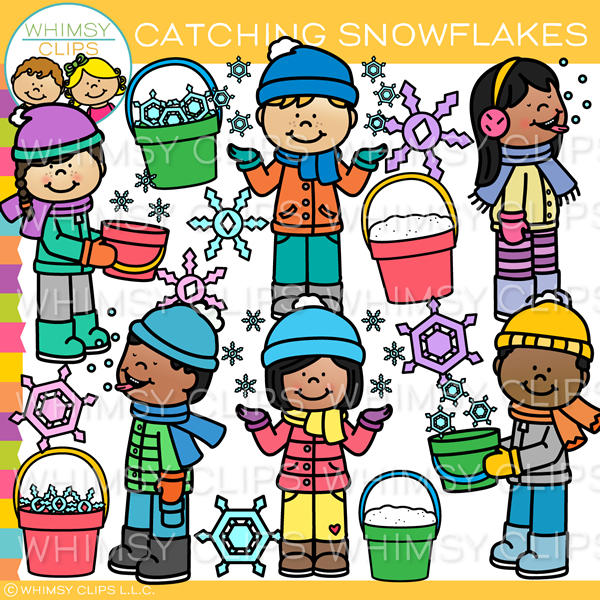 Catching Snowflakes Clip Art