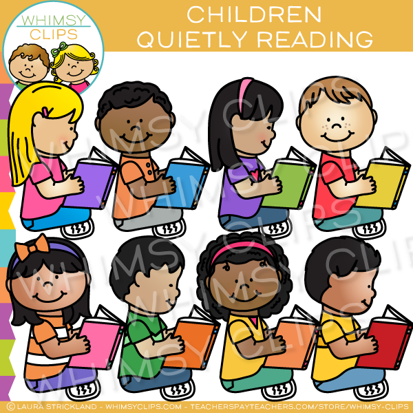 Children Quietly Reading to Self Clip Art