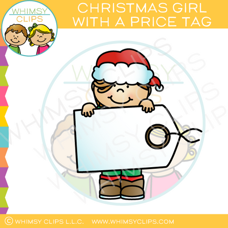 Christmas Girl with a Price Tag Clip Art