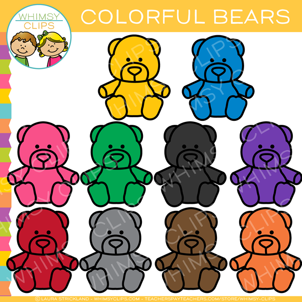Colorful Bears Clip Art