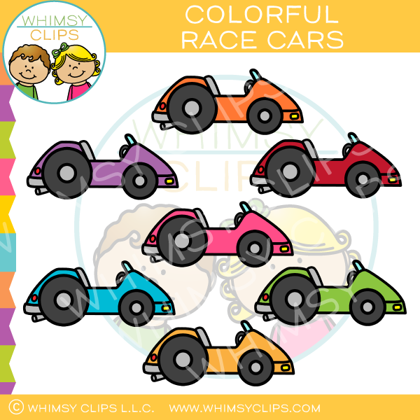 Colorful Race Cars Clip Art