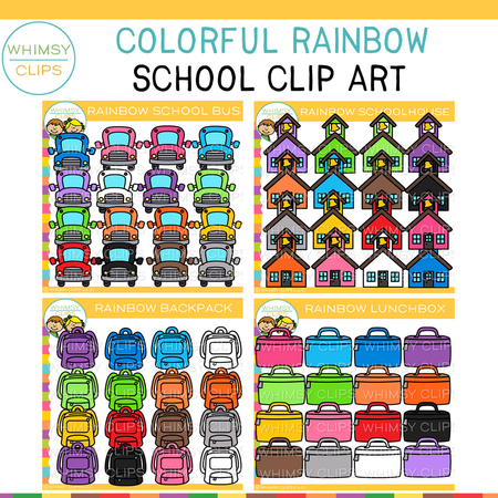 Rainbow School Clip Art Bundle