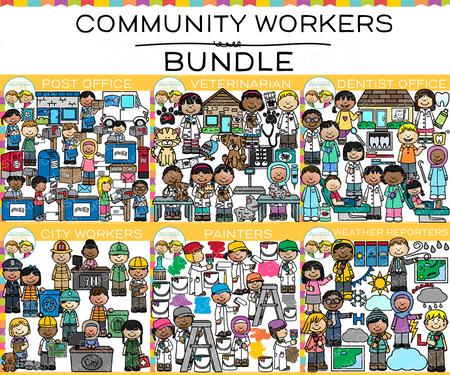 Community Workers Clip Art Bundle