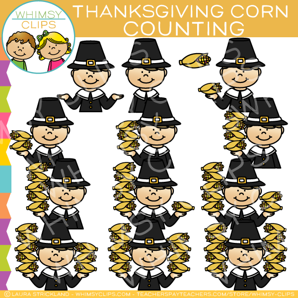 Thanksgiving Corn Counting Clip Art