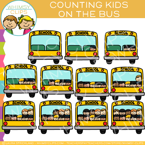 Kids on a School Bus Counting Clip Art