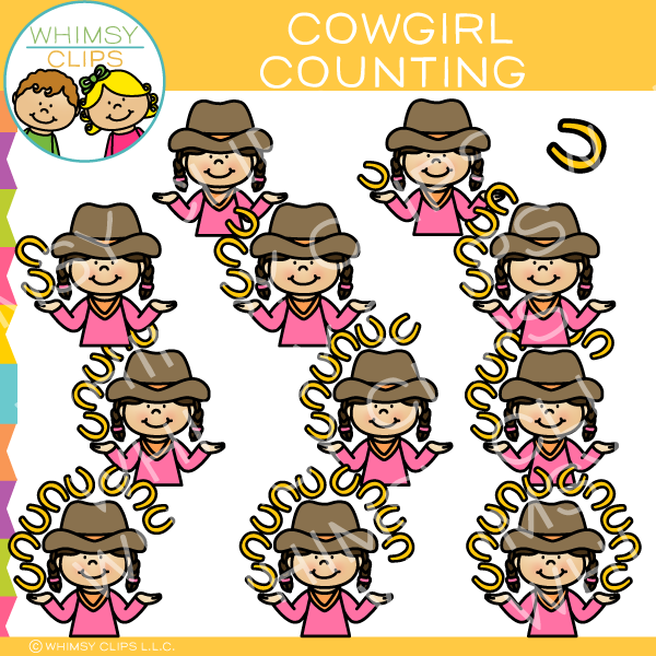 Cowgirl Counting Clip Art
