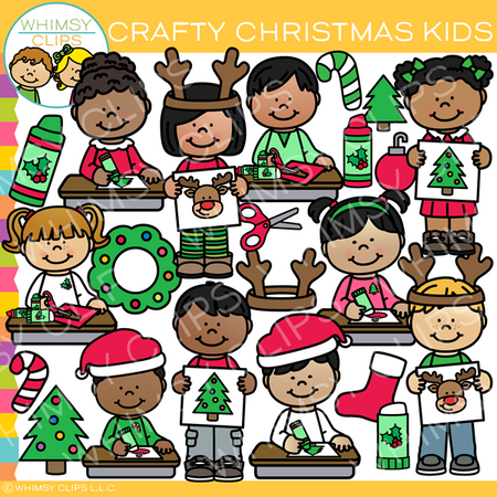 Crafty Christmas Kids Clip Art
