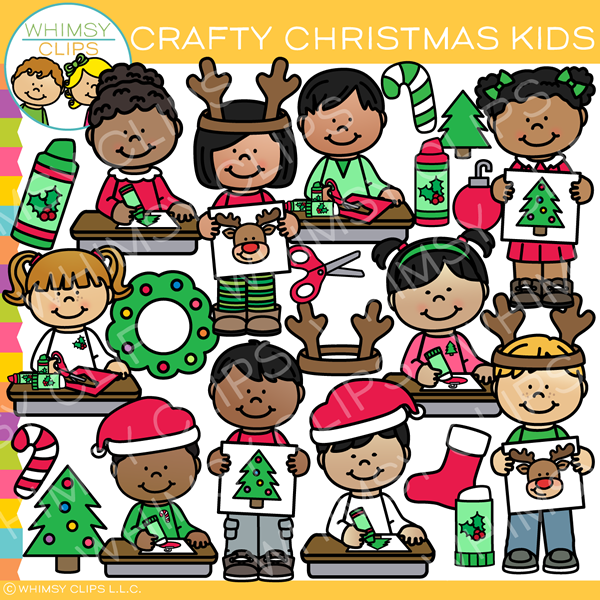 Crafty Christmas Kids Clip Art