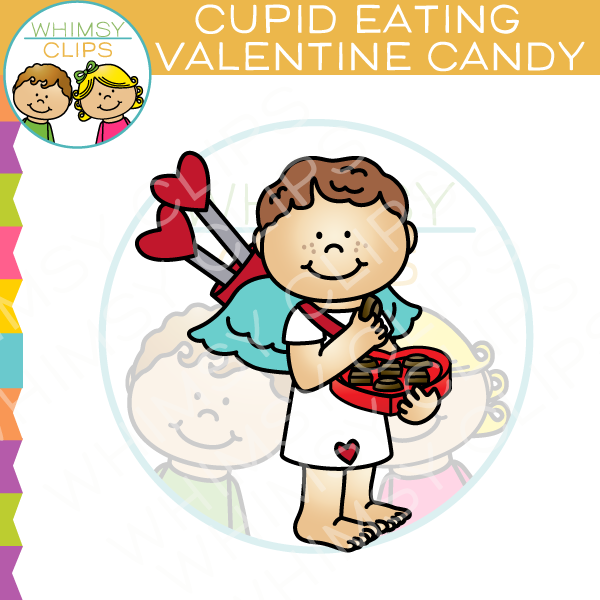 Cupid Eating Valentine Candy Clip Art