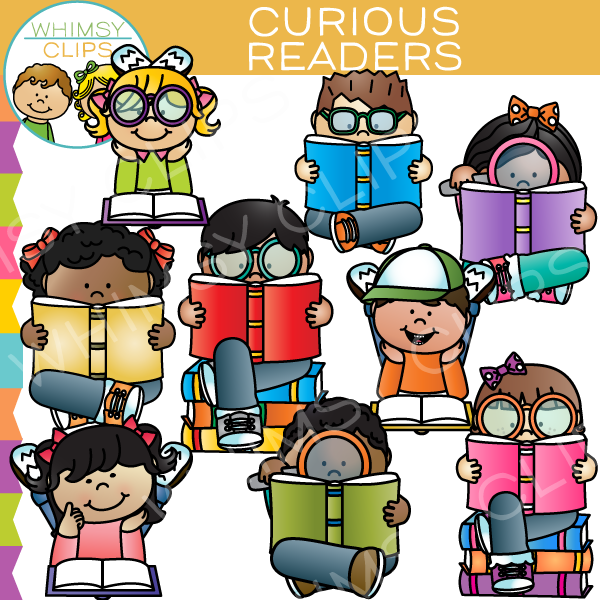 Curious Readers Reading Clip Art, Images & Illustrations | Whimsy Clips