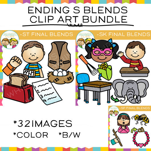 Ending S Blends Clip Art