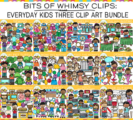 Bits of Whimsy Clips: Everyday Kids Clip Art Bundle Three – Whimsy Clips