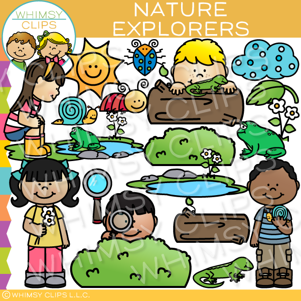 Kids Exploring Nature Clip Art