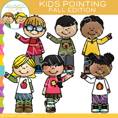 Fall Kids Pointing Clip Art