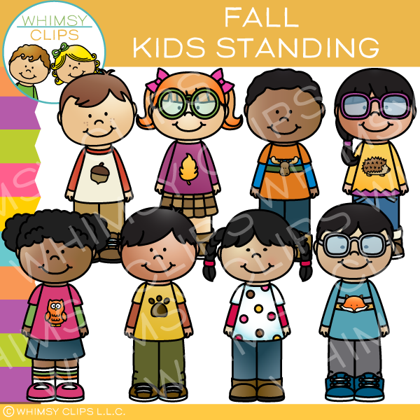 Fall Kids Standing Clip Art