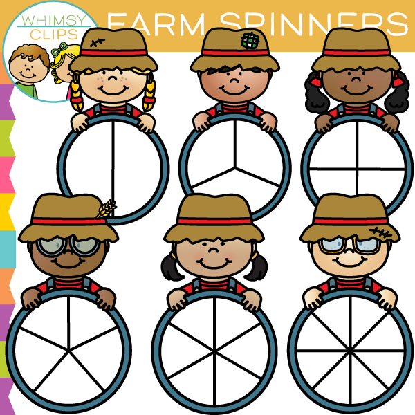 Farm Kids Spinners Clip Art