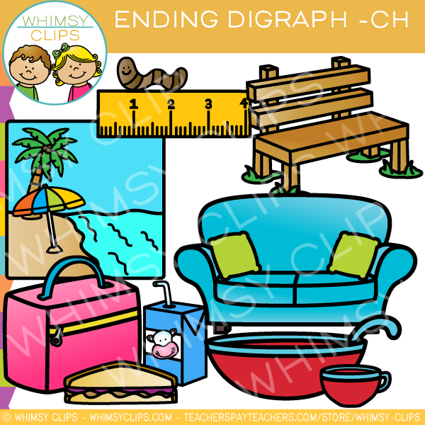 Final Digraphs CH Words Clip Art