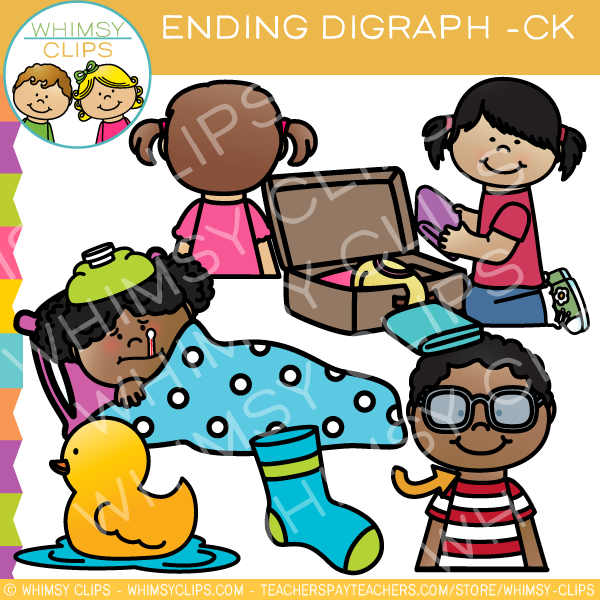 Final Digraphs CK Words Clip Art