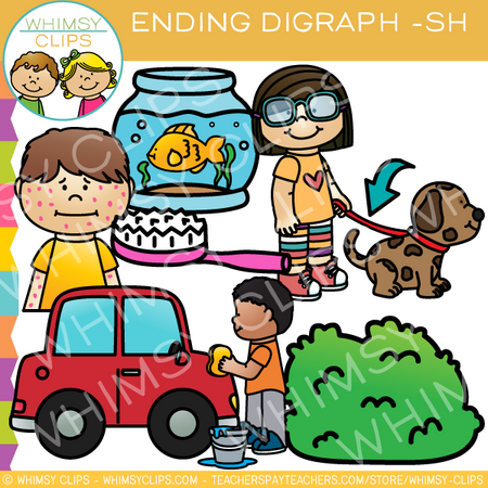 Final Digraphs  Sh Words Clip Art