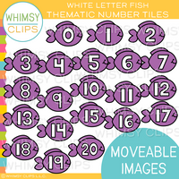 White Number Fish Tiles Clip Art