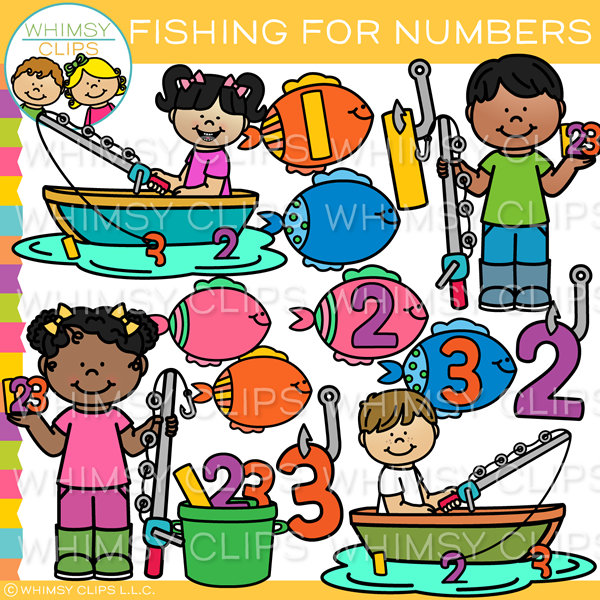 Fishing For Numbers Clip Art, Images & Illustrations | Whimsy Clips
