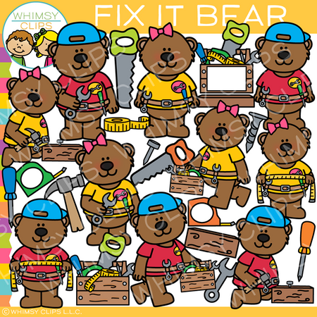 Handy Fix It Bear Clip Art