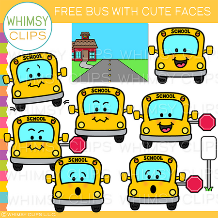 Free Bus with Faces Clip Art