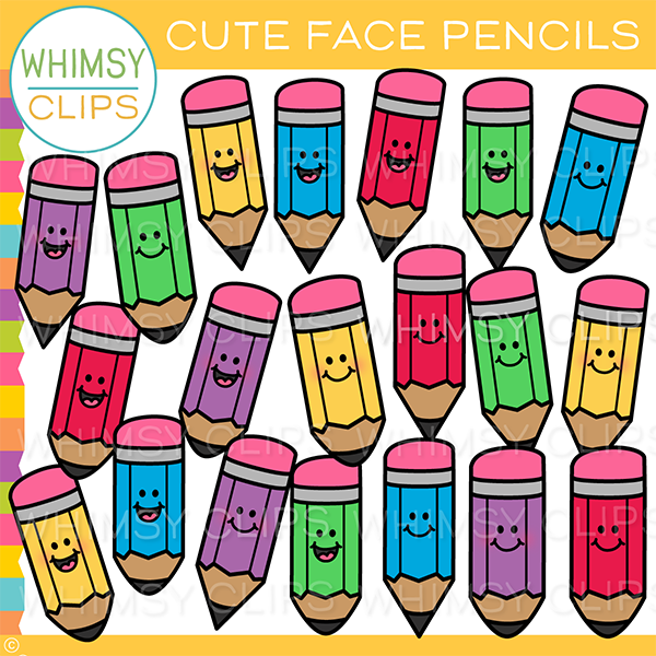 Free Cute Face Pencils Clip Art