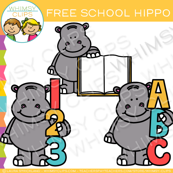 Free School Hippo Clip Art