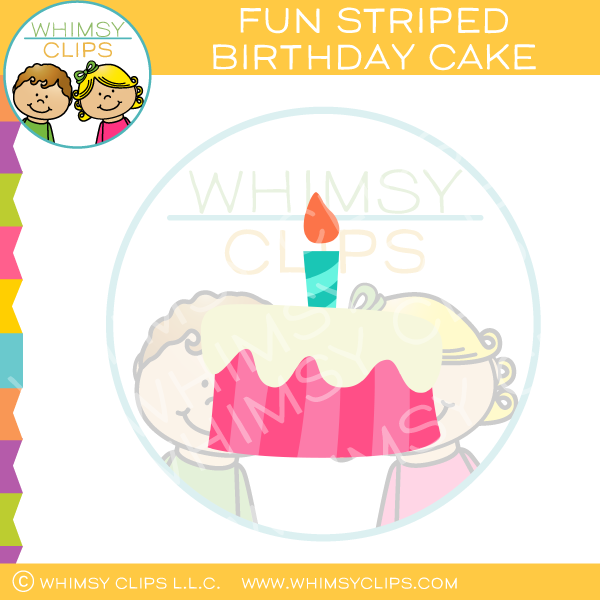 Fun Striped Birthday Cake Clip Art