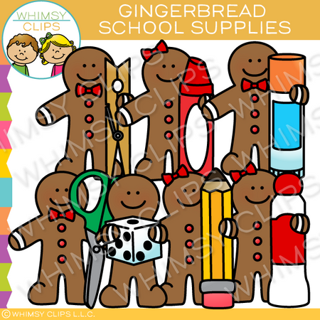 Gingerbread School Supplies Clip Art